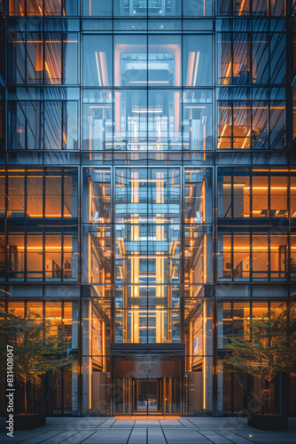Wallpaper Mural A transparent elevator ascending through the center of a modern skyscraper, Torontodigital.ca