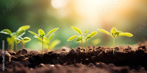 Nurturing sustainable business growth: Cultivating like nurturing seedlings in fertile soil and sunlight. Concept Business Growth, Sustainable Practices, Cultivation, Nurturing, Seedlings photo