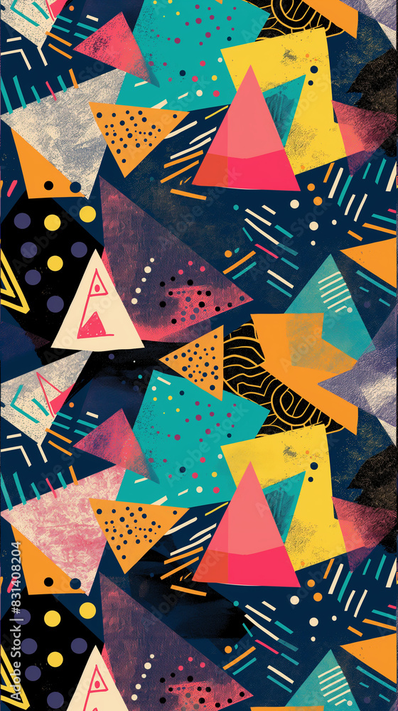 Obraz premium Triangles and colorful patterns vertical