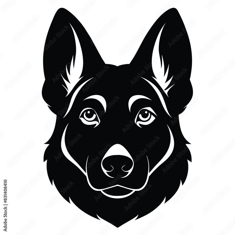 Obraz premium German Shepherds face silhouette isolated on a white background