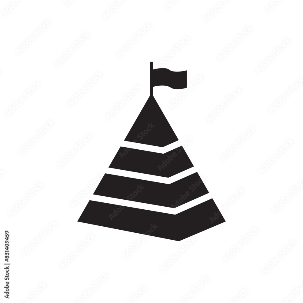 Pyramid with flag on top icon design, isolated on white background, vector illustration Pyramid with flag on top icon design, isolated on white background, vector illustration