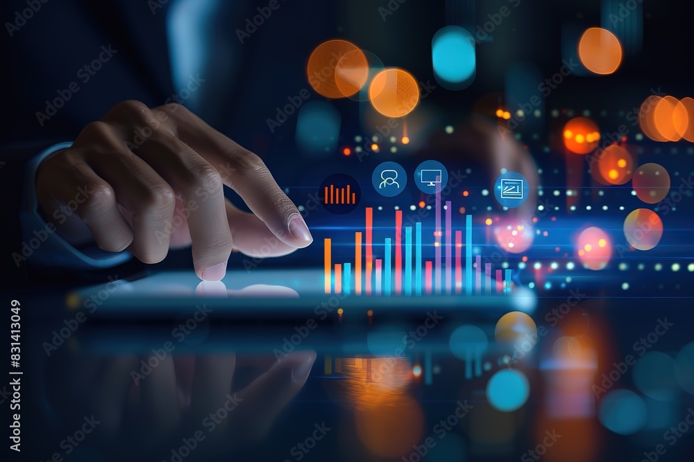 The hand of a business man using a tablet The hand of a business man using a tablet