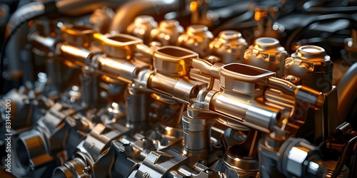 Components of an Engine: Pistons, Cylinders, Crankshaft, Camshaft, Horsepower, Torque. Concept Engine Components, Pistons, Cylinders, Crankshaft, Camshaft, Horsepower, Torque photo