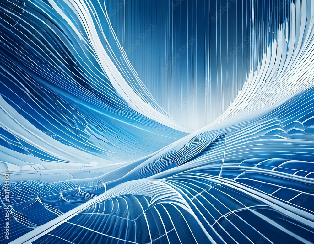 Naklejka premium Abstract blue background with white lines