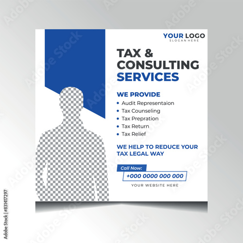 Tax preparation consulting social media post design income tax return financial service business poster banner template illustration