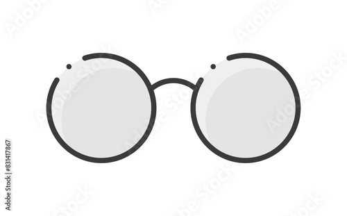 薄いグレーの丸メガネ･サングラスのアイコン - シンプルでおしゃれなアイウェアのイメージの素材 