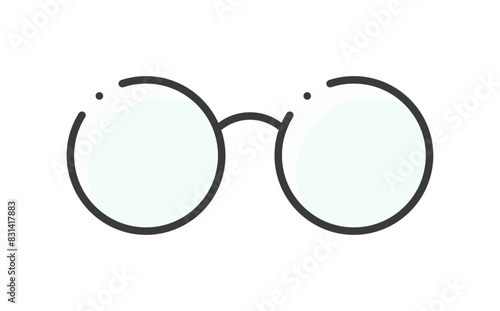 丸いフレームのメガネのアイコン - シンプルでおしゃれな視力矯正眼鏡･老眼鏡のイメージの素材 photo