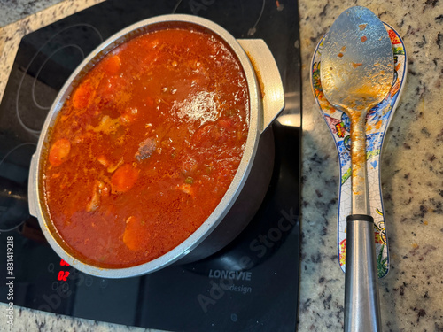Tuco, salsa de tomate con estofado y salchicha, filetto photo