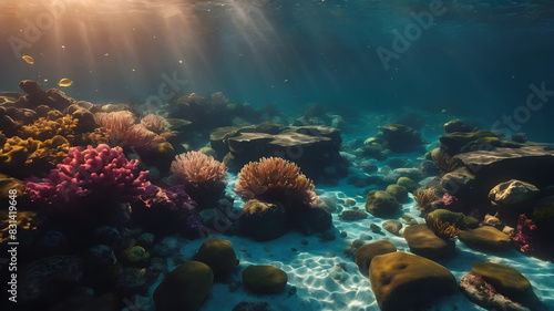 Corals Marine Reef. Underwater Sea  Life.