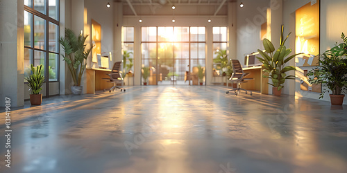 digital rendering of a blurred workplace with soft lines and muted colors creating a minimalistic abstract effect HDR Imaging and Pixel Shift Technology capture the subtle details and gentle gradients