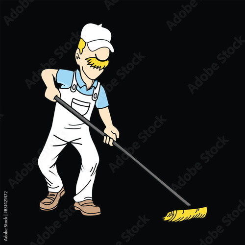grass cutting man logo design icon