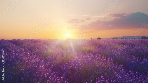 Lavender Dreams  Sunset Serenity. Generative AI