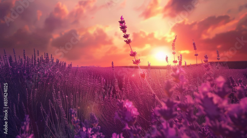 Lavender Dreams: Sunset Serenity. Generative AI © Sascha