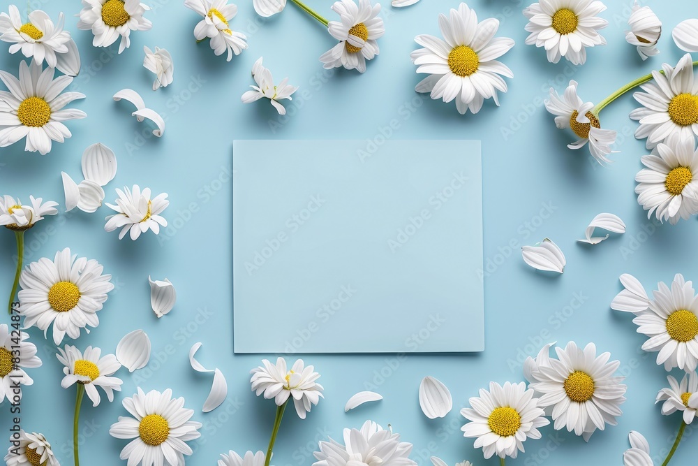 Obraz premium Simple Elegance: White Banner with Daisies