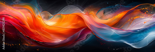 nonrepresentational abstract painting with swirling dynamic forms and contrasting colors captured using Long Exposure Photography and InBody Image Stabilization for a fluid motionfilled effect photo