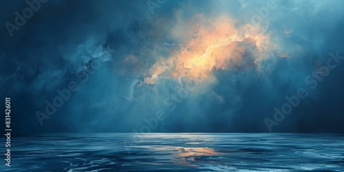 Dreamy Ocean Sunset  Majestic Clouds Illuminating Tranquil Waters in Stunning Serenity