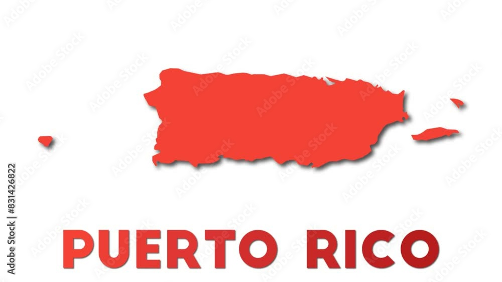 Puerto Rico map showing regions. Animated country map with title in 4K resolution animation. Puerto Rico map showing regions. Animated country map with title in 4K resolution animation.