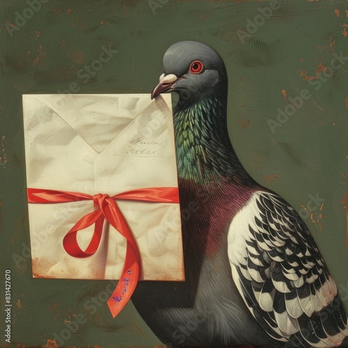 Vintage pigeon with letter. © Sebastian Studio