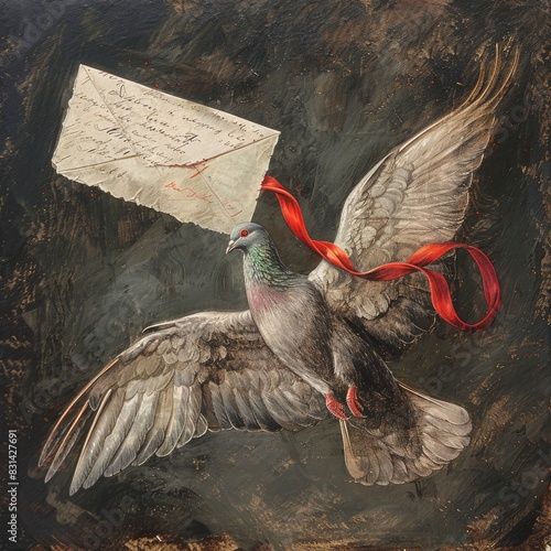 Vintage pigeon with letter. © Sebastian Studio