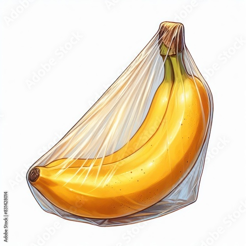 Condom concept. Banana in plastic bag Isolated photo
