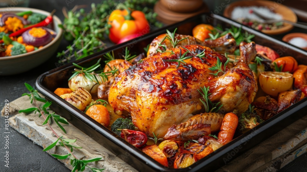 Crispy Southern Baked Chicken with Maple Syrup Glaze and Roasted Vegetables for Juneteenth Feast Crispy Southern Baked Chicken with Maple Syrup Glaze and Roasted Vegetables for Juneteenth Feast