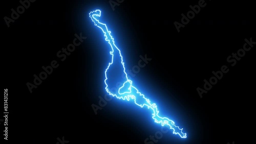 map of Lake Havasu in Arizona with a blue glowing neon effect