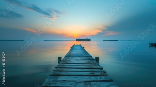 Holiday Quote. Inspirational Motivating Quote on Sunset Pier Overlooking Lake and Nature