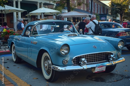 Show Car: Classic American Car Shining in Historic City Traffic © Popelniushka