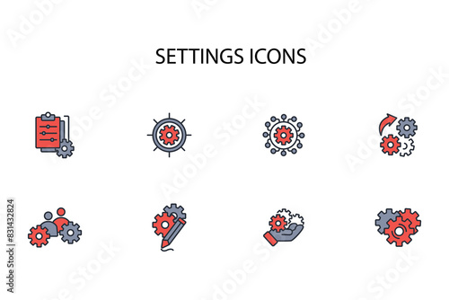 Settings icon set.vector.Editable stroke.linear style sign for use web design,logo.Symbol illustration.