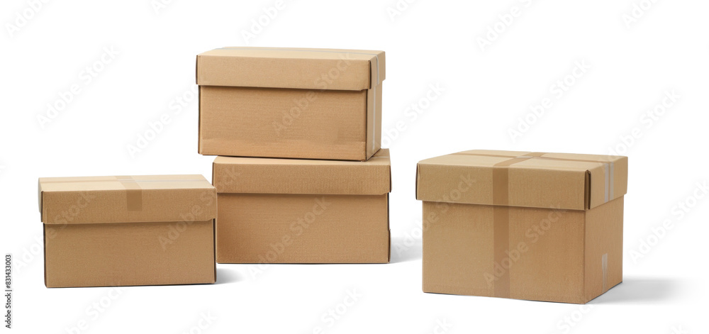Cardboard Boxes on Transparent Background Cardboard Boxes on Transparent Background