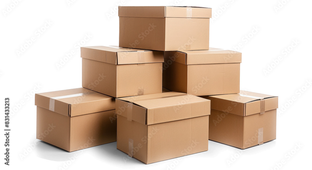 Stack of Cardboard Boxes on a Transparent Background Stack of Cardboard Boxes on a Transparent Background