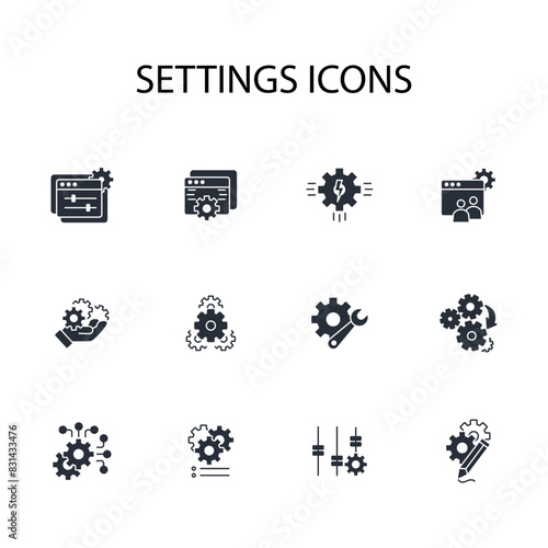 Settings icon set.vector.Editable stroke.linear style sign for use web design,logo.Symbol illustration.