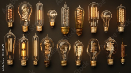Collection of ornamental vintage tungsten light bulbs photo