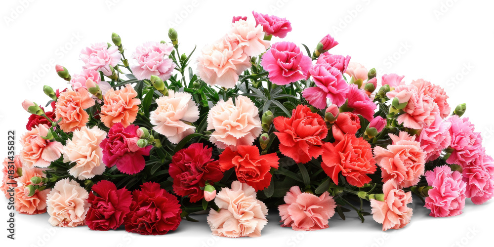 Colourful Carnation Flowers Bush on Transparent Background Colourful Carnation Flowers Bush on Transparent Background