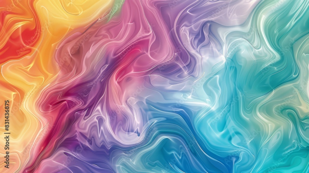 A mesmerizing abstract wallpaper with swirling colors and shapes representing the diversity of the LGBTQ community. The design features flowing lines and patterns, with each color of the rainbow