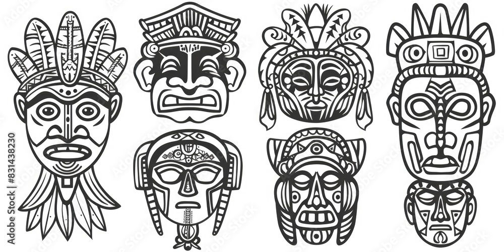 Obraz premium Mask Graphic. Ethnic Tribal Indian Aztec Design with Ornamental Symbols