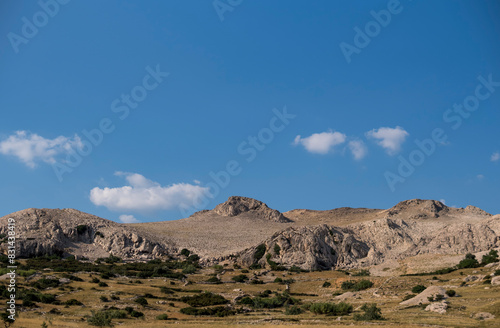 Hilly landscape of the croatian island of Pag on the Mediterranean Sea