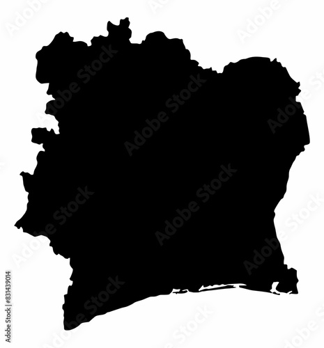Ivory Coast silhouette map