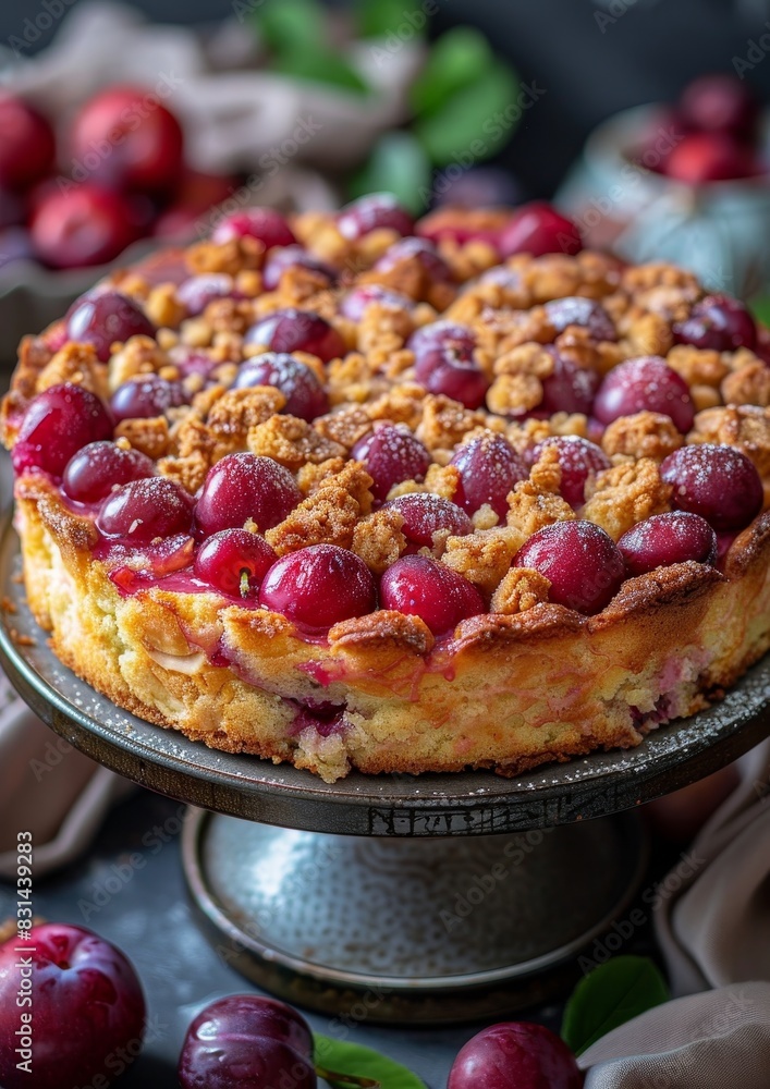 Pflaumenkuchen - Plum cake with a streusel topping. Pflaumenkuchen - Plum cake with a streusel topping.