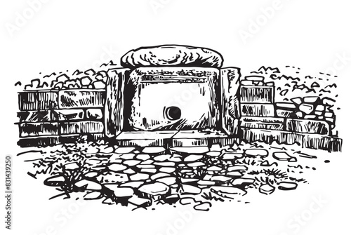 The north caucasus dolmen on white background,vector illustration. 
