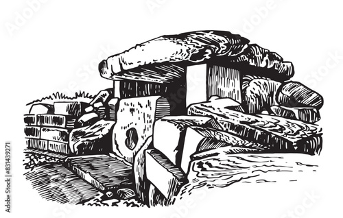 The north caucasus dolmen on white background,vector illustration. 