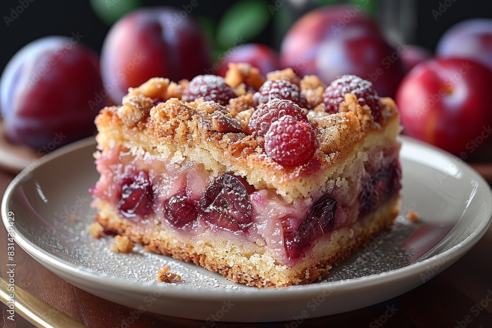 Pflaumenkuchen - Plum cake with a streusel topping. Pflaumenkuchen - Plum cake with a streusel topping.