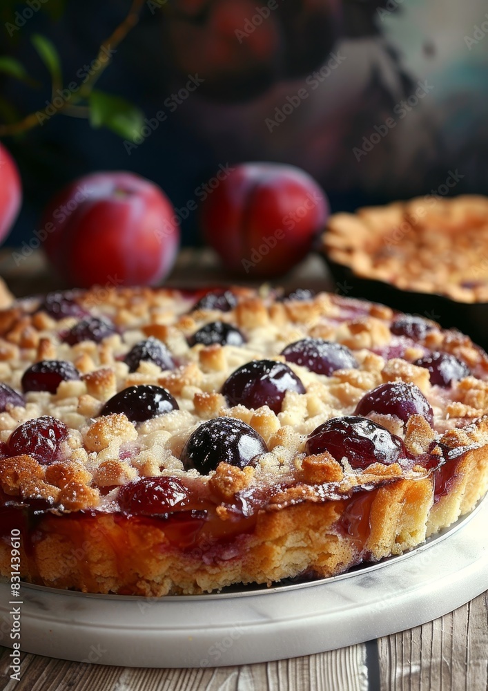 Pflaumenkuchen - Plum cake with a streusel topping. Pflaumenkuchen - Plum cake with a streusel topping.