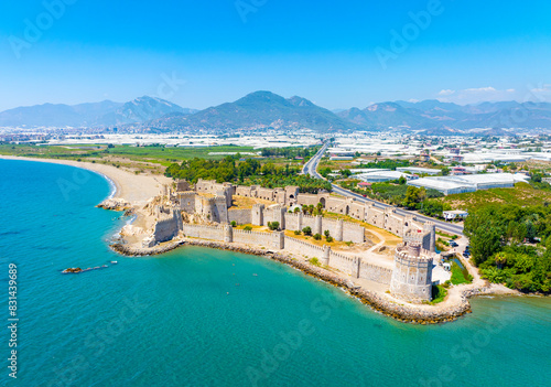 Obraz na płótnie Aerial view of the Mamure Castle or Anamur Castle in Anamur Town, Turkey w salonie