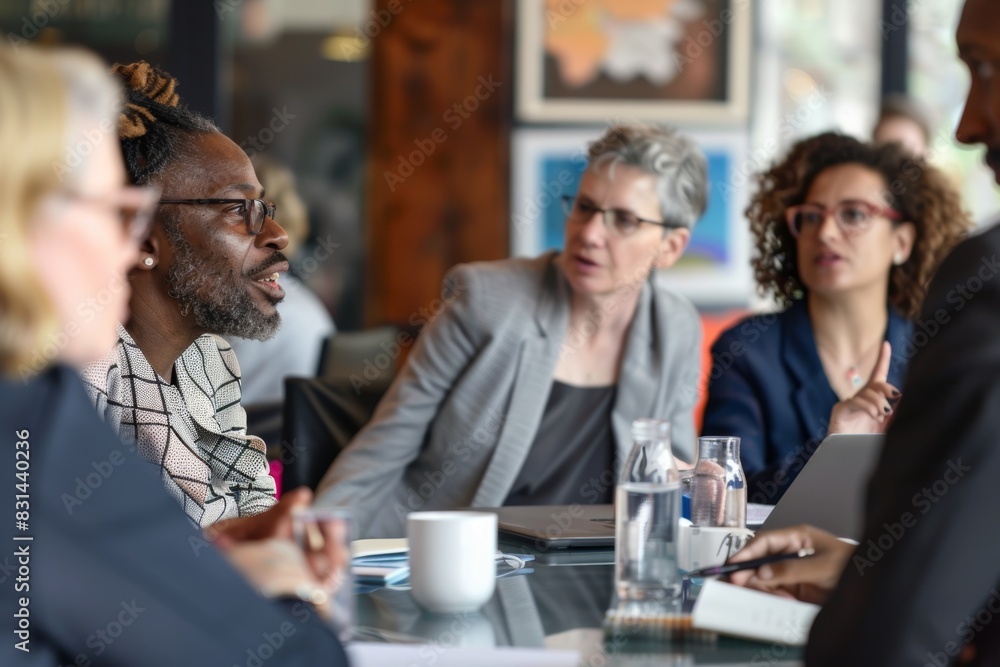 Diverse Group of Professionals Discussing Ideas in an Inclusive Business Meeting Setting Diverse Group of Professionals Discussing Ideas in an Inclusive Business Meeting Setting