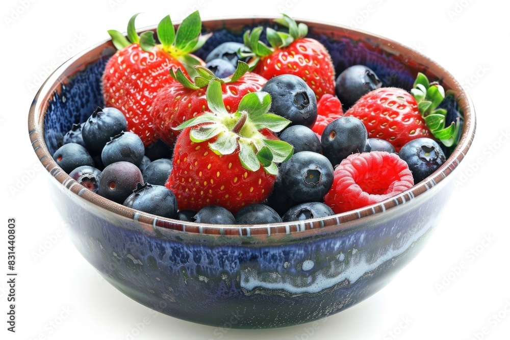 Blueberries Strawberries: Healthy Fruit Salad with Strawberries and Blueberries in a Bowl Blueberries Strawberries: Healthy Fruit Salad with Strawberries and Blueberries in a Bowl