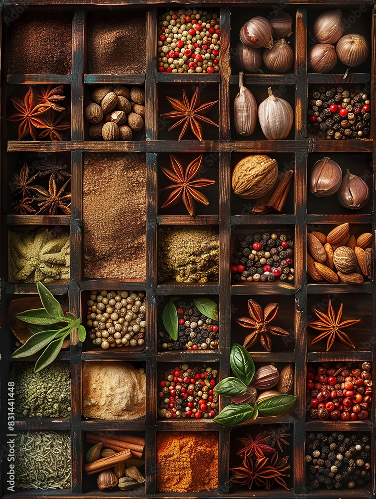 Photo of a variety of natural delicious cooking spices Photo of a variety of natural delicious cooking spices