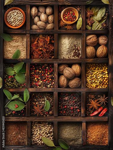 Photo of a variety of natural delicious cooking spices