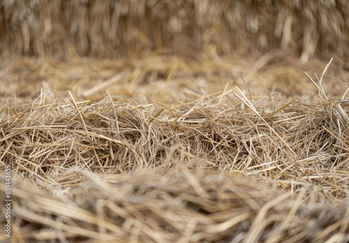 Close-up view of dry hay. photo