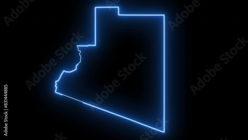 map of Yuma in Arizona with a blue glowing neon effect photo